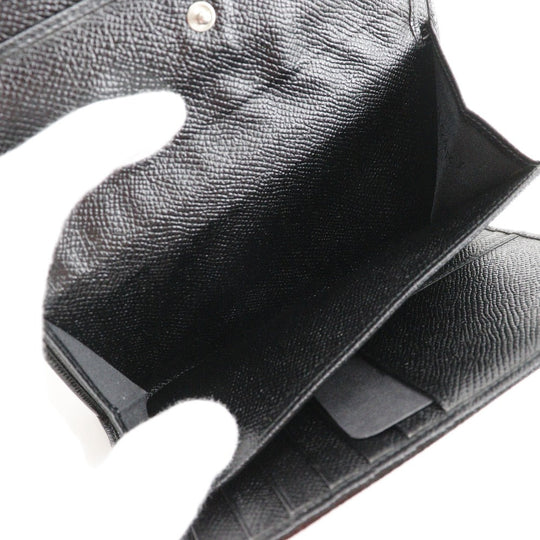 BVLGARI Bifold Wallet leather black medium wallet Logo button unisex(Unisex) Used Authentic