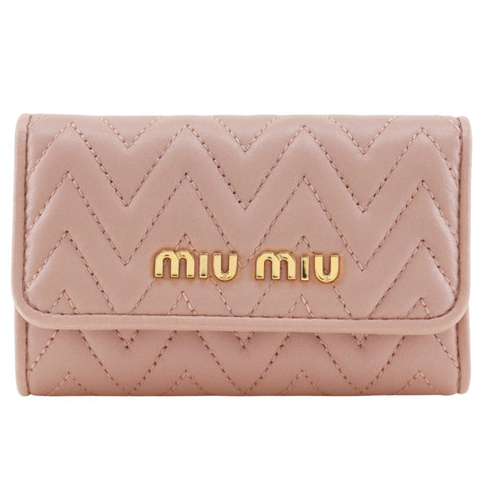 MIUMIU Key case Key holder  5PG222 leather pink Materasse Women Used Authentic