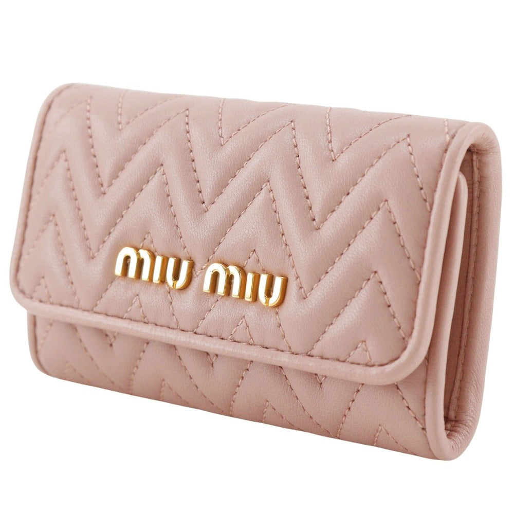 MIUMIU Key case Key holder  5PG222 leather pink Materasse Women Used Authentic