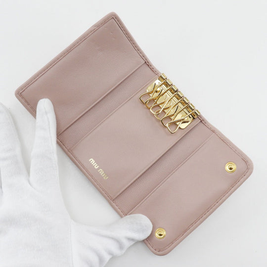 MIUMIU Key case Key holder  5PG222 leather pink Materasse Women Used Authentic