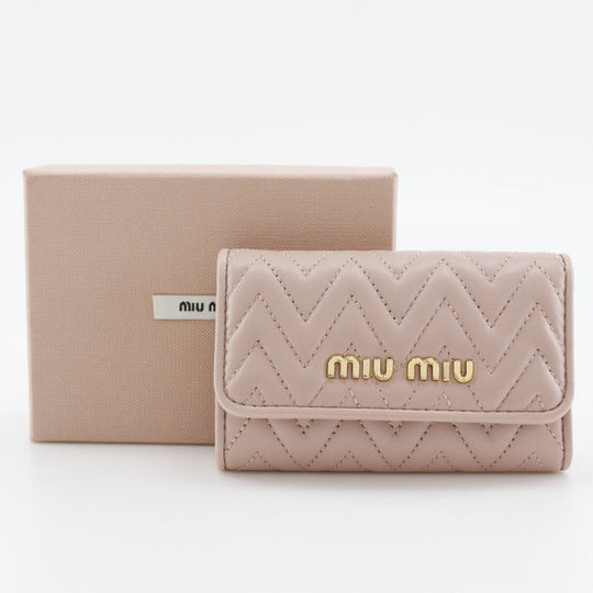 MIUMIU Key case Key holder  5PG222 leather pink Materasse Women Used Authentic