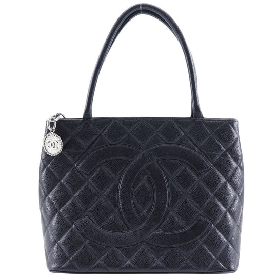 CHANEL Tote Bag A01804 Caviar skin black Replica Tote Women Used Authentic