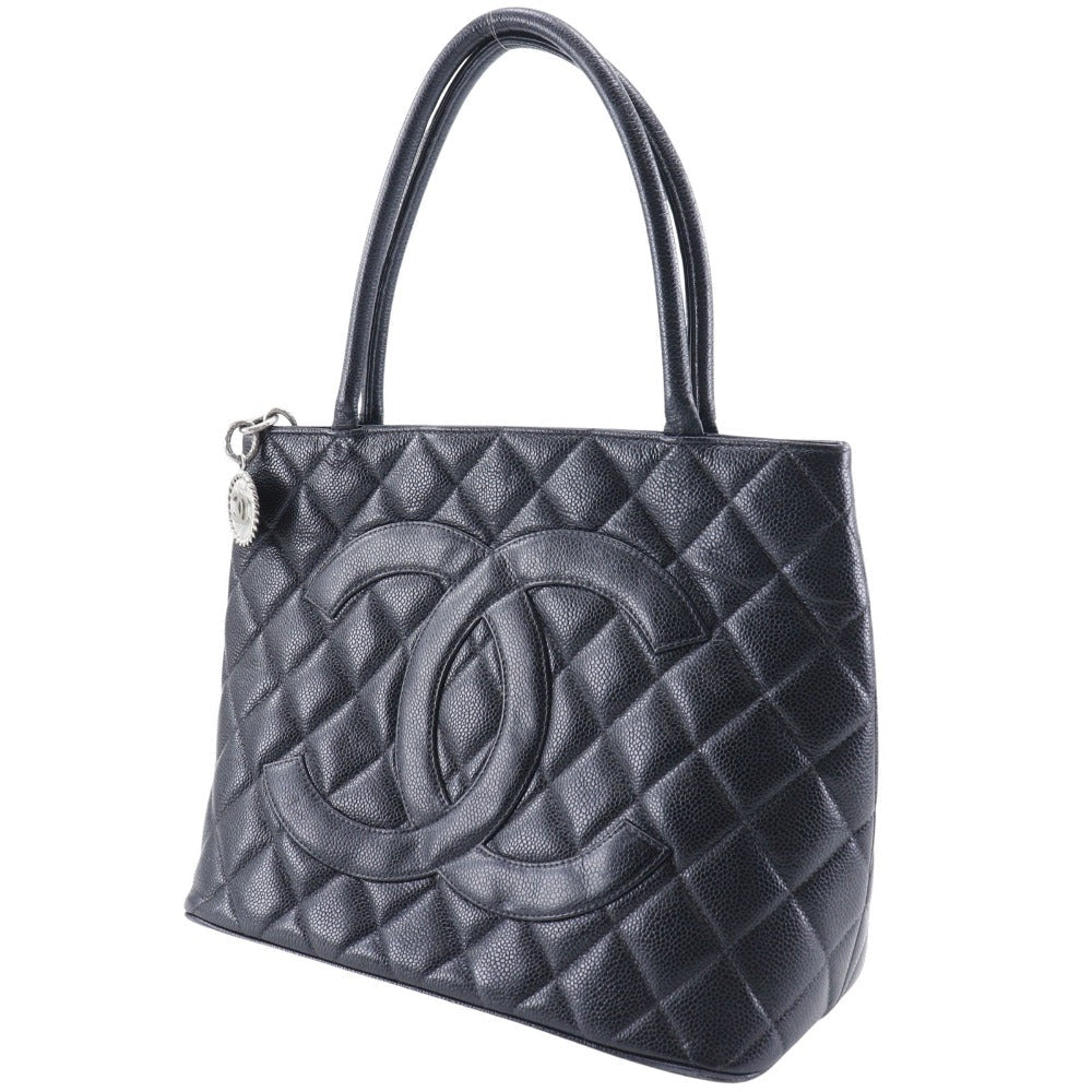 CHANEL Tote Bag A01804 Caviar skin black Replica Tote Women Used Authentic