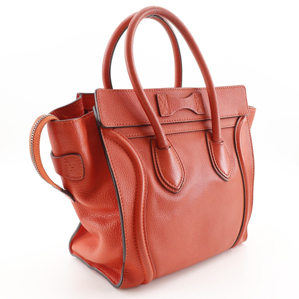 CELINE Handbag leather Red Micro shopper Luggage Women Used Authentic