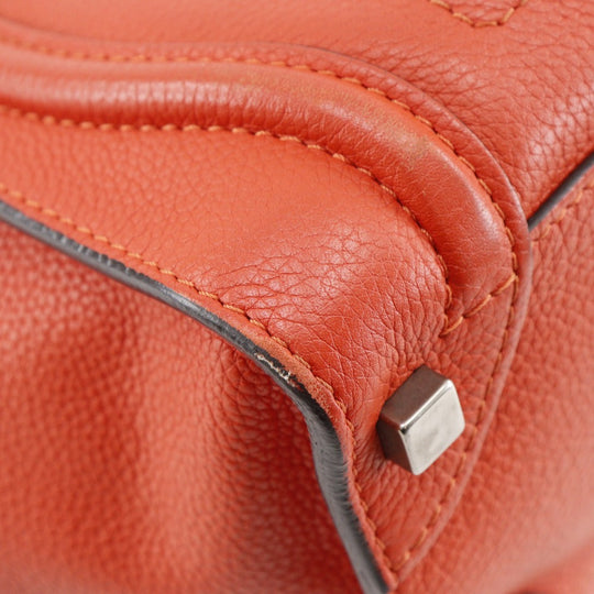 CELINE Handbag leather Red Micro shopper Luggage Women Used Authentic