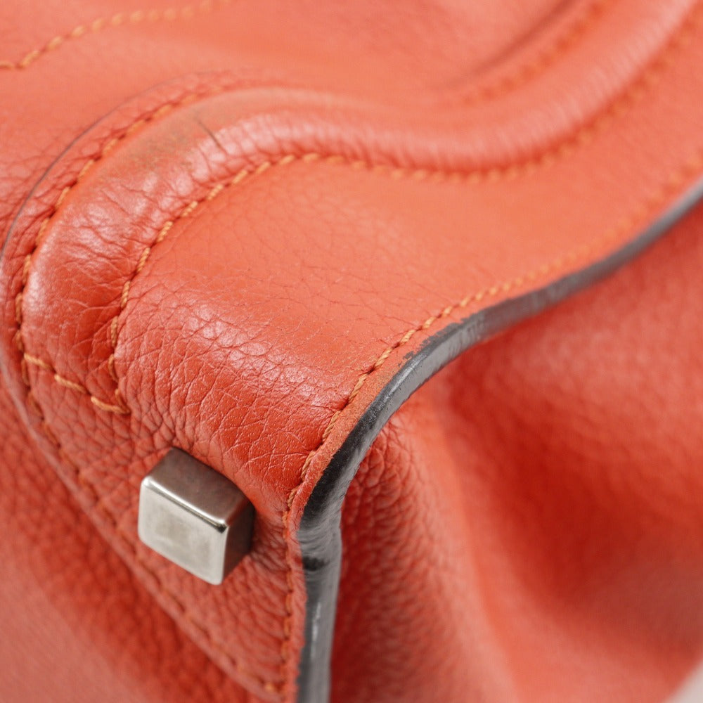 CELINE Handbag leather Red Micro shopper Luggage Women Used Authentic