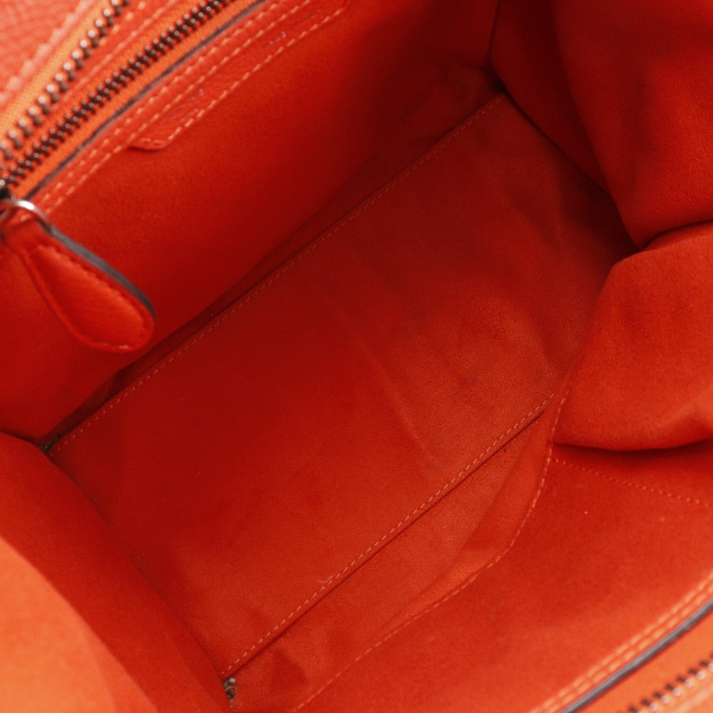 CELINE Handbag leather Red Micro shopper Luggage Women Used Authentic