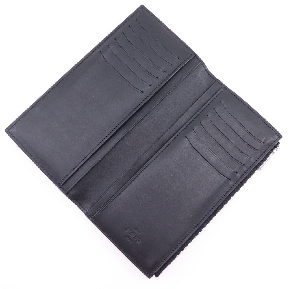 Berluti Long Wallet Purse Calfskin Brown Bifold Walletlong wallet Calligraphy Neo-Santal Scrit mens Used Authentic