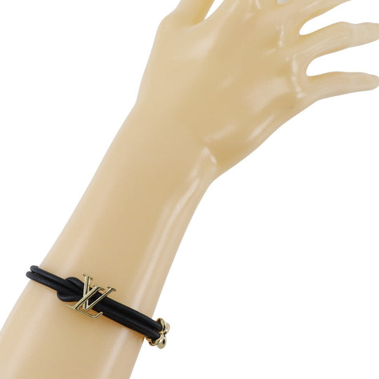 LOUIS VUITTON bracelet M8142Z Leather, Plated Gold Black/Gold Metal LV Bloom mens(Unisex) Used Authentic