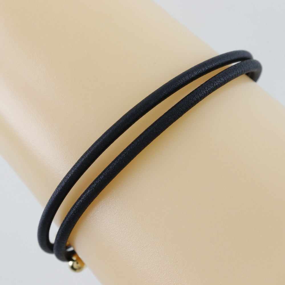 LOUIS VUITTON bracelet M8142Z Leather, Plated Gold Black/Gold Metal LV Bloom mens(Unisex) Used Authentic