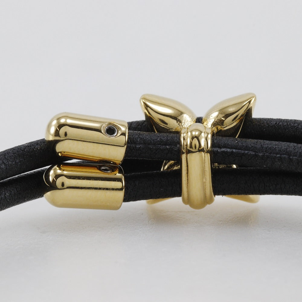 LOUIS VUITTON bracelet M8142Z Leather, Plated Gold Black/Gold Metal LV Bloom mens(Unisex) Used Authentic