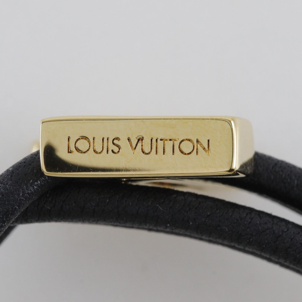 LOUIS VUITTON bracelet M8142Z Leather, Plated Gold Black/Gold Metal LV Bloom mens(Unisex) Used Authentic