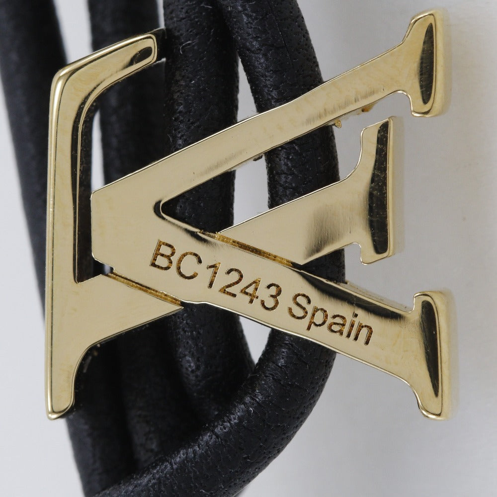 LOUIS VUITTON bracelet M8142Z Leather, Plated Gold Black/Gold Metal LV Bloom mens(Unisex) Used Authentic
