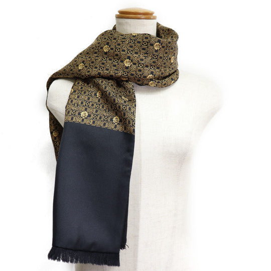 HERMES Scarf Silk, Angora black unisex(Unisex) Used Authentic