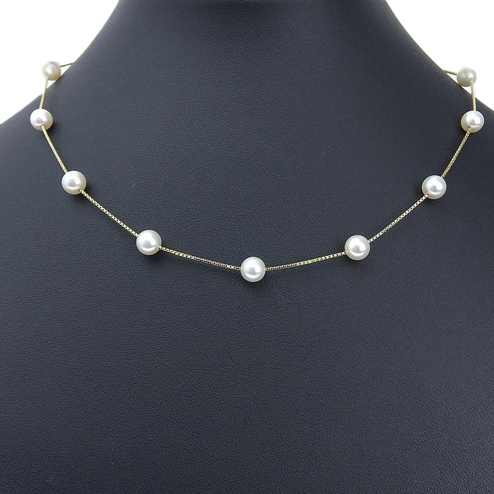 TASAKI Necklace K18 Yellow Gold, Pearl gold Pearl station Women Used Authentic