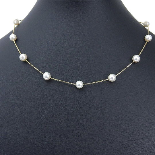 TASAKI Necklace K18 Yellow Gold, Pearl gold Pearl station Women Used Authentic