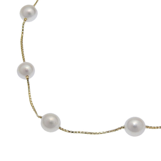 TASAKI Necklace K18 Yellow Gold, Pearl gold Pearl station Women Used Authentic