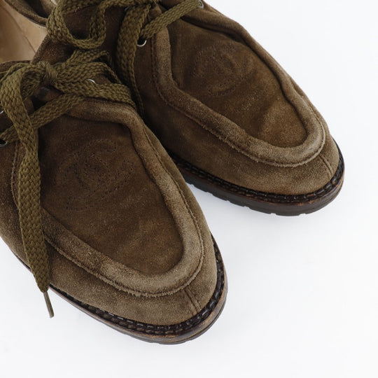 CHANEL Moccasin Suede Brown COCO Mark Women 36 Used Authentic