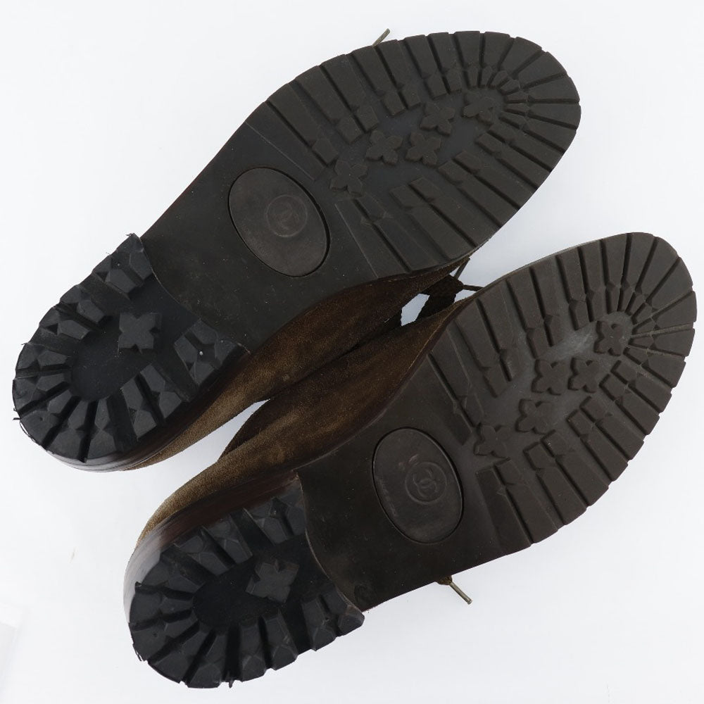 CHANEL Moccasin Suede Brown COCO Mark Women 36 Used Authentic