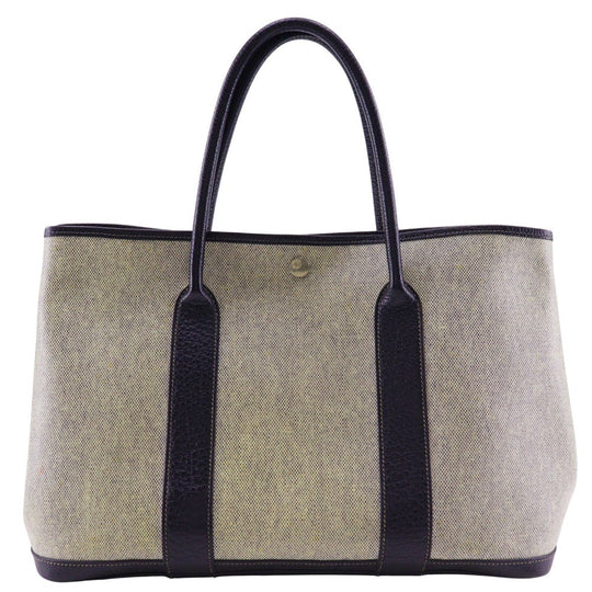 HERMES Tote Bag Tower ash Gray / black Garden party 36 PM Women Used Authentic