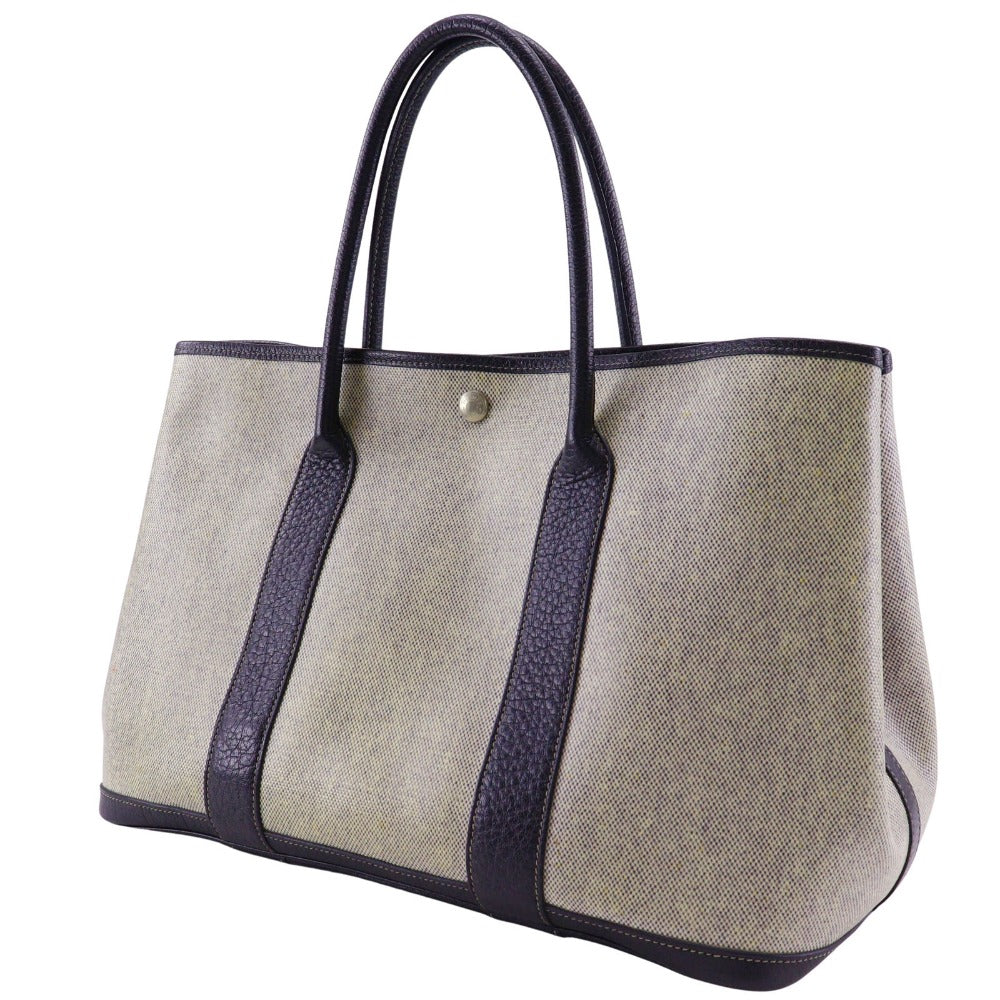 HERMES Tote Bag Tower ash Gray / black Garden party 36 PM Women Used Authentic