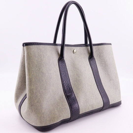 HERMES Tote Bag Tower ash Gray / black Garden party 36 PM Women Used Authentic