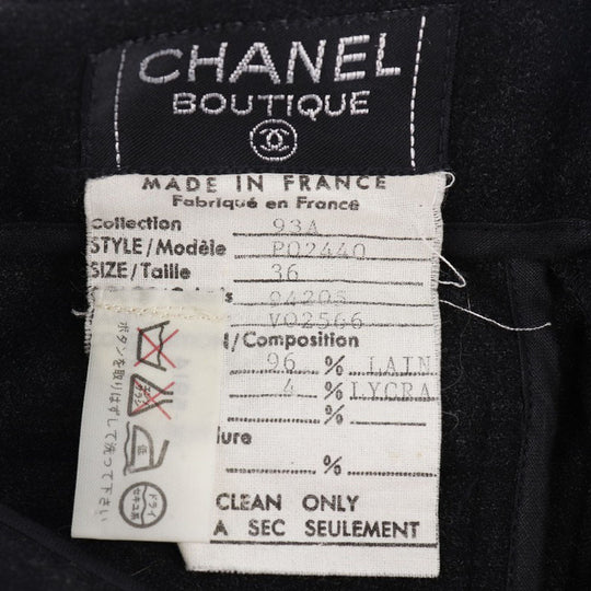 CHANEL skirt 93A P02440 wool Charcoal gray Back button COCO Mark Women 36 Used Authentic