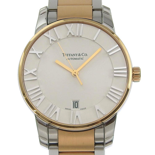 TIFFANY&Co. Watches Mechanical Automatic Z1800.68.13A21A00A Stainless Steel, 18K Pink Gold Silver / Gold Date combination Atlas Dome White dial mens Used Authentic