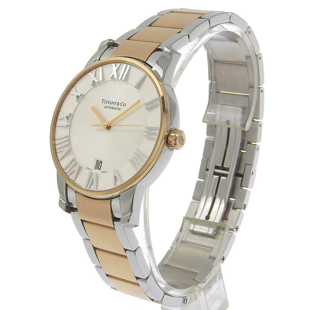 TIFFANY&Co. Watches Mechanical Automatic Z1800.68.13A21A00A Stainless Steel, 18K Pink Gold Silver / Gold Date combination Atlas Dome White dial mens Used Authentic