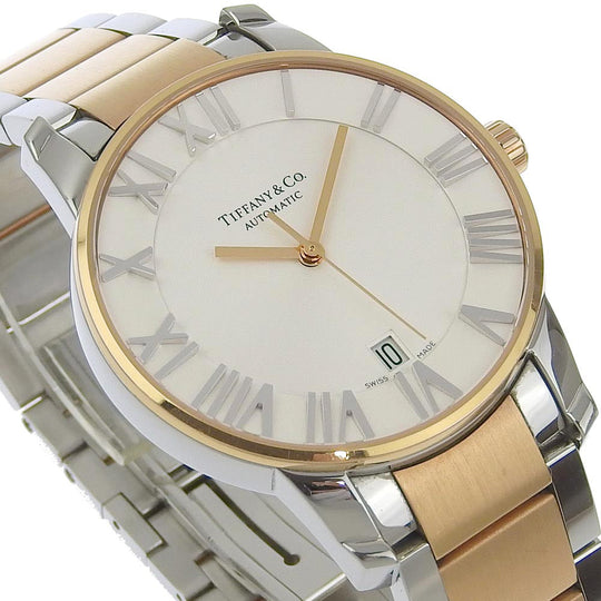 TIFFANY&Co. Watches Mechanical Automatic Z1800.68.13A21A00A Stainless Steel, 18K Pink Gold Silver / Gold Date combination Atlas Dome White dial mens Used Authentic