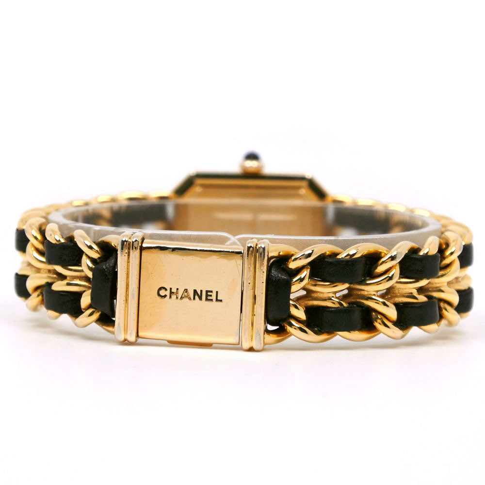 CHANEL Watches Quartz H0001 Plated Gold , Leather Black / gold Premiere L black dial Women Used Authentic