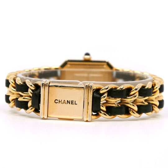CHANEL Watches Quartz H0001 Plated Gold , Leather Black / gold Premiere L black dial Women Used Authentic