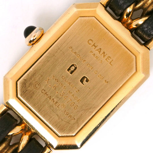 CHANEL Watches Quartz H0001 Plated Gold , Leather Black / gold Premiere L black dial Women Used Authentic
