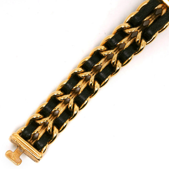 CHANEL Watches Quartz H0001 Plated Gold , Leather Black / gold Premiere L black dial Women Used Authentic