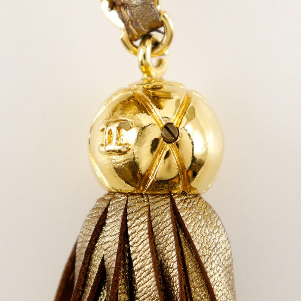 CHANEL Shoulder Bag A03727 lambskin gold Matrasse Fringe ChainShoulder Women Used Authentic