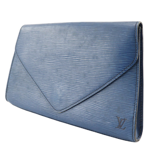 LOUIS VUITTON Clutch bag M52635 Epi Leather Blue business bag Art deco Women Used Authentic