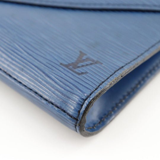 LOUIS VUITTON Clutch bag M52635 Epi Leather Blue business bag Art deco Women Used Authentic
