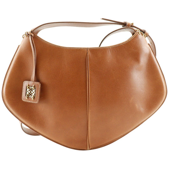 LOEWE Shoulder Bag Calfskin Brown vintage anagram Women Used Authentic