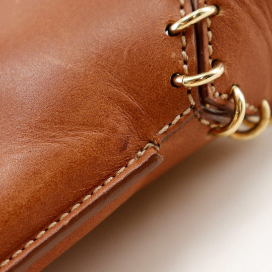 LOEWE Shoulder Bag Calfskin Brown vintage anagram Women Used Authentic