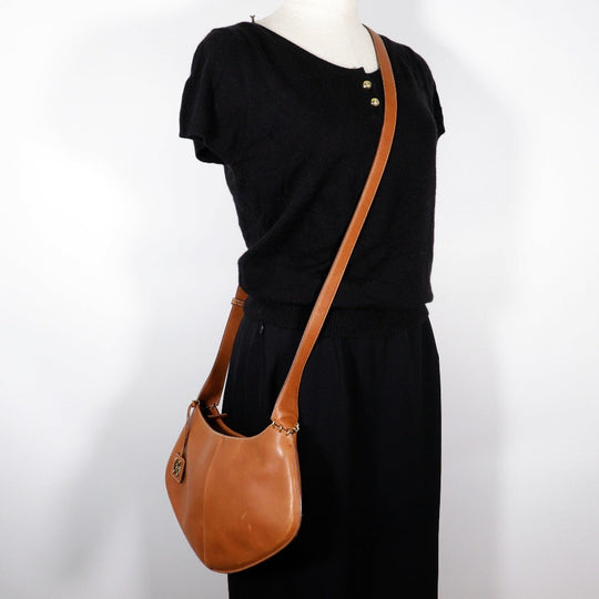 LOEWE Shoulder Bag Calfskin Brown vintage anagram Women Used Authentic