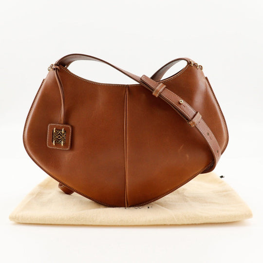 LOEWE Shoulder Bag Calfskin Brown vintage anagram Women Used Authentic
