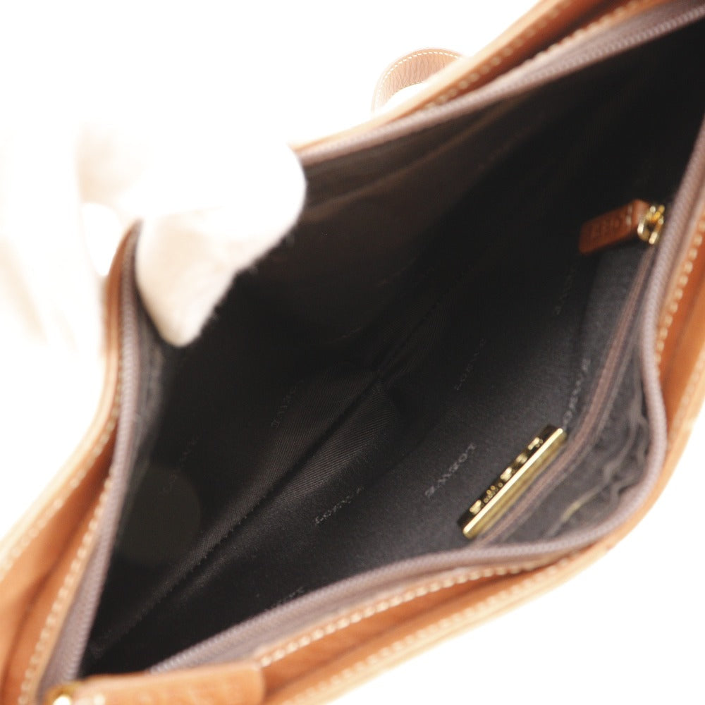 LOEWE Shoulder Bag Calfskin Brown vintage anagram Women Used Authentic