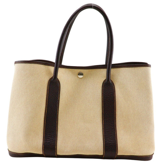 HERMES Tote Bag Tower ash Beige / Brown Garden party PM Women Used Authentic