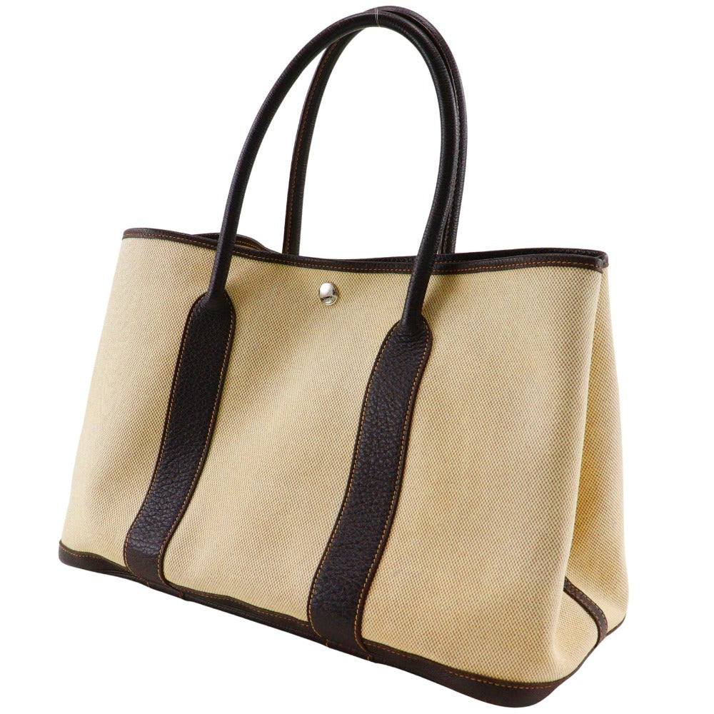 HERMES Tote Bag Tower ash Beige / Brown Garden party PM Women Used Authentic