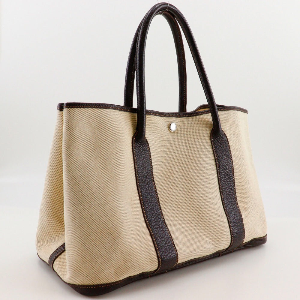 HERMES Tote Bag Tower ash Beige / Brown Garden party PM Women Used Authentic