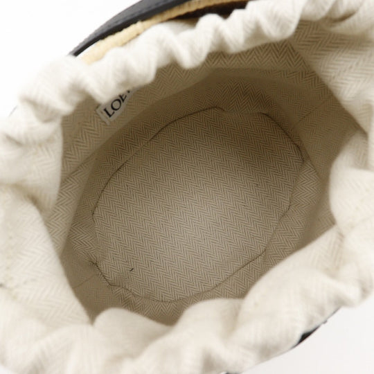LOEWE Shoulder Bag A223Z48X05 Raffia, Calfskin Black / Brown Basket bag Basket bag Beehive Women Used Authentic