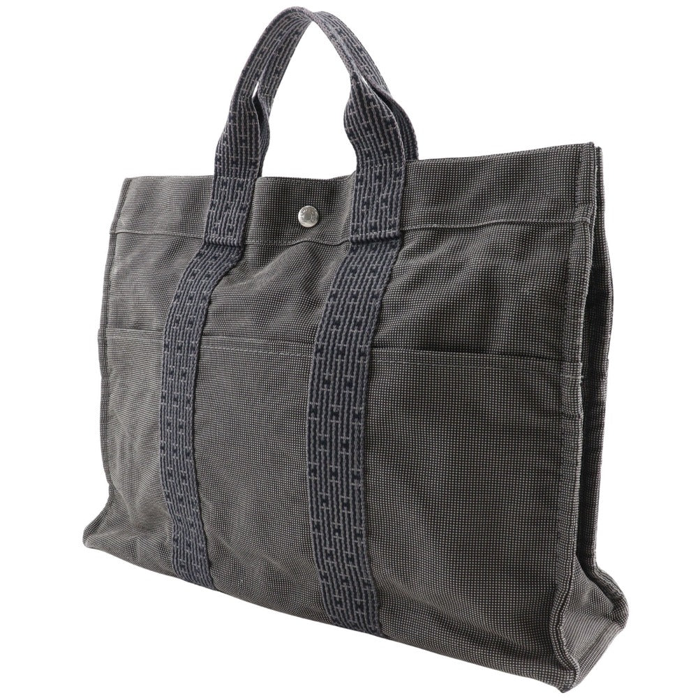 HERMES Handbag Nylon canvas gray Her LineTote MM unisex(Unisex) Used Authentic