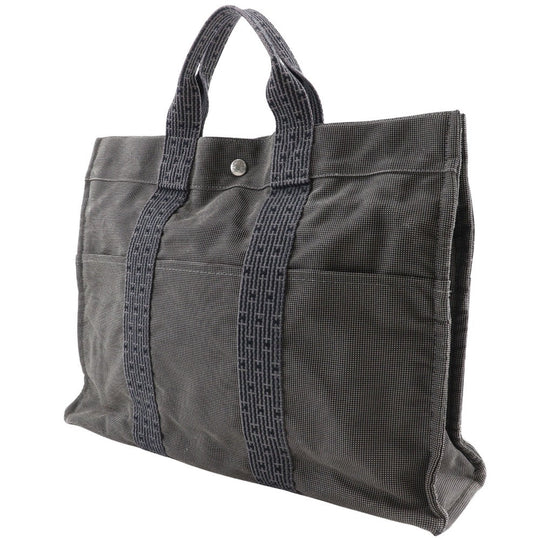 HERMES Handbag Nylon canvas gray Her LineTote MM unisex(Unisex) Used Authentic