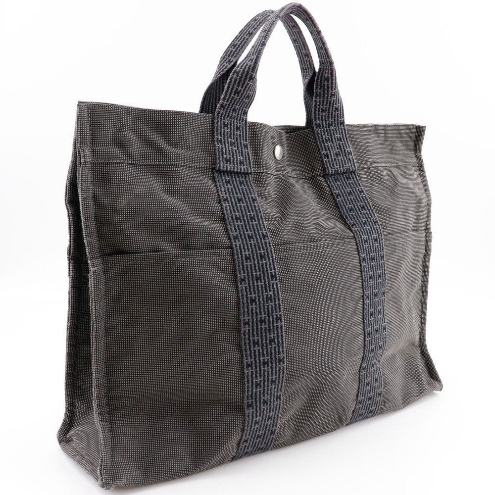 HERMES Handbag Nylon canvas gray Her LineTote MM unisex(Unisex) Used Authentic