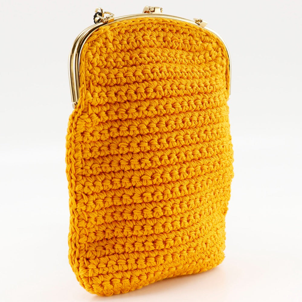 FENDI Shoulder Bag 7AR966 cotton yellow 2-way clutch Baguette Smartphone Bag Women Used Authentic